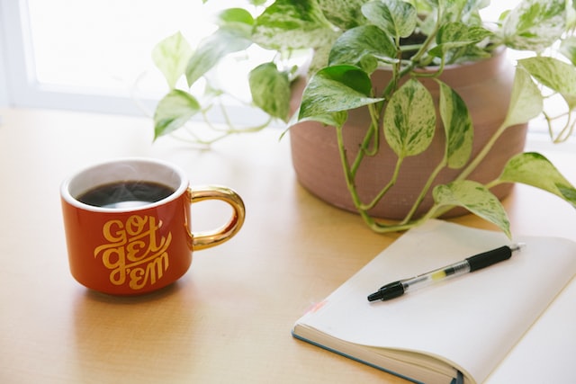 Coffee on desk